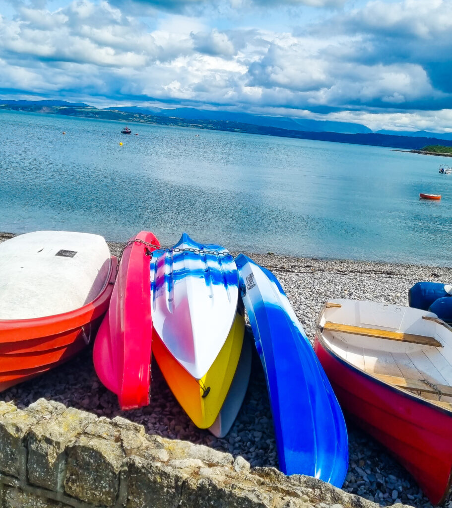 boats on moelfre beach